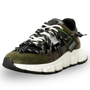 Versace Men's Suede & Leather Black Medusa Head Sneakers Shoes US 13 IT 46